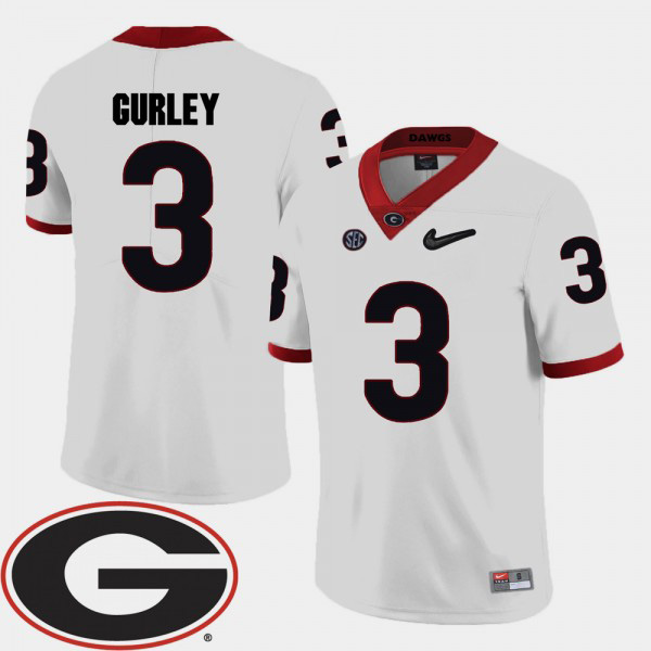 Men's #3 Todd Gurley Georgia Bulldogs College Football 2018 SEC Patch For Jersey - White